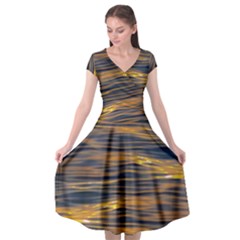 Sunset Waves Pattern Print Cap Sleeve Wrap Front Dress by dflcprintsclothing