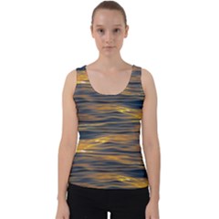 Sunset Waves Pattern Print Velvet Tank Top