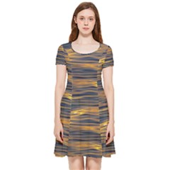 Sunset Waves Pattern Print Inside Out Cap Sleeve Dress