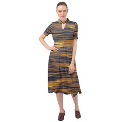 Sunset Waves Pattern Print Keyhole Neckline Chiffon Dress by dflcprintsclothing