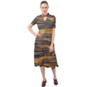 Sunset Waves Pattern Print Keyhole Neckline Chiffon Dress View1