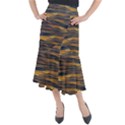 Sunset Waves Pattern Print Midi Mermaid Skirt View1