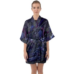 Braille Flow Half Sleeve Satin Kimono  by MRNStudios