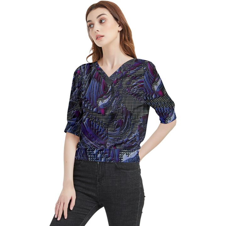 Braille Flow Quarter Sleeve Blouse