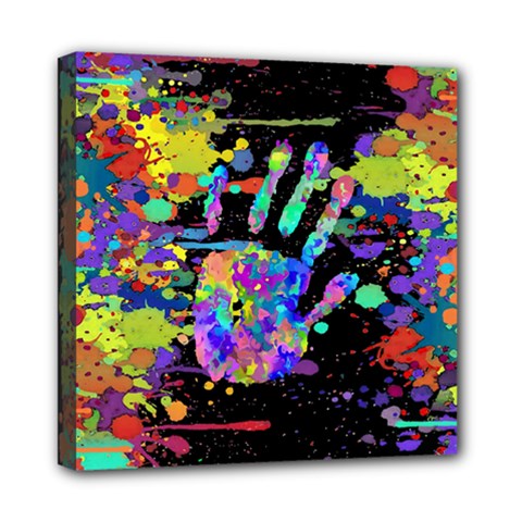 Crazy Multicolored Each Other Running Splashes Hand 1 Mini Canvas 8  X 8  (stretched) by EDDArt