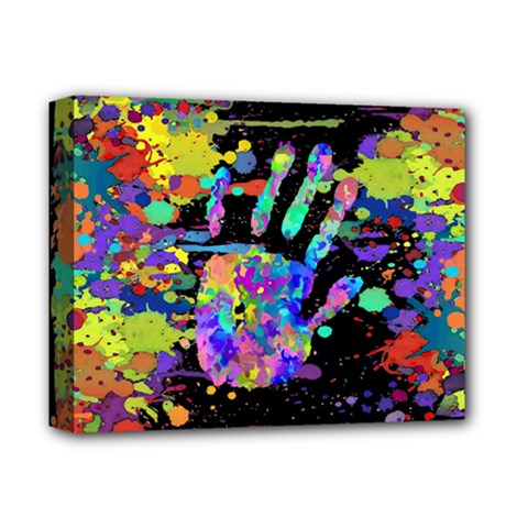 Crazy Multicolored Each Other Running Splashes Hand 1 Deluxe Canvas 14  X 11  (stretched) by EDDArt