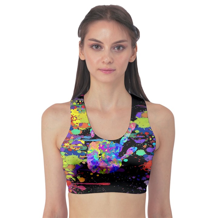 Crazy Multicolored Each Other Running Splashes Hand 1 Sports Bra