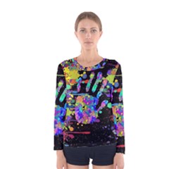 Crazy Multicolored Each Other Running Splashes Hand 1 Women s Long Sleeve Tee