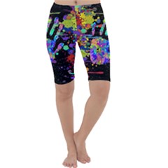 Crazy Multicolored Each Other Running Splashes Hand 1 Cropped Leggings  by EDDArt