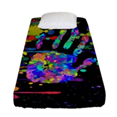 Crazy Multicolored Each Other Running Splashes Hand 1 Fitted Sheet (single Size) by EDDArt