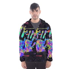 Crazy Multicolored Each Other Running Splashes Hand 1 Men s Hooded Windbreaker by EDDArt