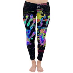 Crazy Multicolored Each Other Running Splashes Hand 1 Classic Winter Leggings by EDDArt