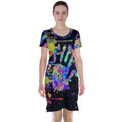 Crazy Multicolored Each Other Running Splashes Hand 1 Short Sleeve Nightdress by EDDArt