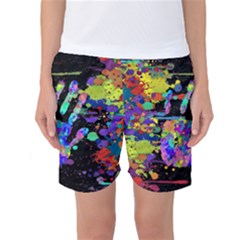 Crazy Multicolored Each Other Running Splashes Hand 1 Women s Basketball Shorts by EDDArt