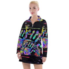 Crazy Multicolored Each Other Running Splashes Hand 1 Women s Long Sleeve Casual Dress by EDDArt