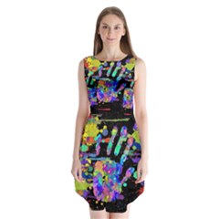 Crazy Multicolored Each Other Running Splashes Hand 1 Sleeveless Chiffon Dress   by EDDArt