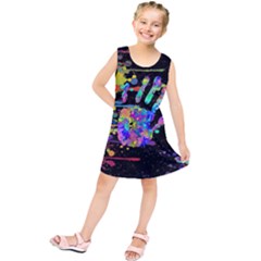 Crazy Multicolored Each Other Running Splashes Hand 1 Kids  Tunic Dress by EDDArt