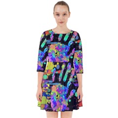 Crazy Multicolored Each Other Running Splashes Hand 1 Smock Dress by EDDArt