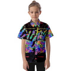 Crazy Multicolored Each Other Running Splashes Hand 1 Kids  Short Sleeve Shirt