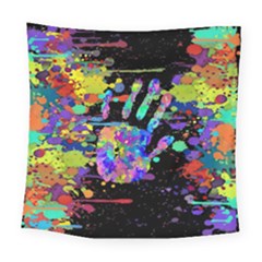 Crazy Multicolored Each Other Running Splashes Hand 1 Square Tapestry (large)