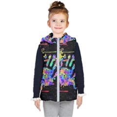 Crazy Multicolored Each Other Running Splashes Hand 1 Kids  Hooded Puffer Vest