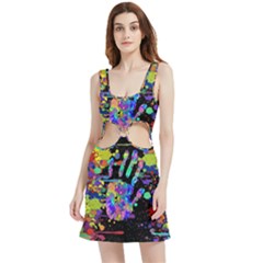 Crazy Multicolored Each Other Running Splashes Hand 1 Velvet Cutout Dress by EDDArt