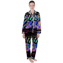 Crazy Multicolored Each Other Running Splashes Hand 1 Satin Long Sleeve Pajamas Set by EDDArt