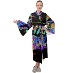 Crazy Multicolored Each Other Running Splashes Hand 1 Maxi Velour Kimono by EDDArt