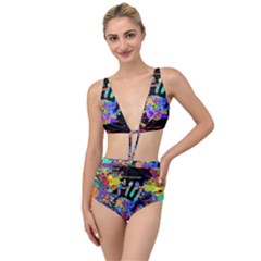 Crazy Multicolored Each Other Running Splashes Hand 1 Tied Up Two Piece Swimsuit