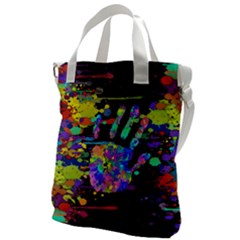 Crazy Multicolored Each Other Running Splashes Hand 1 Canvas Messenger Bag by EDDArt