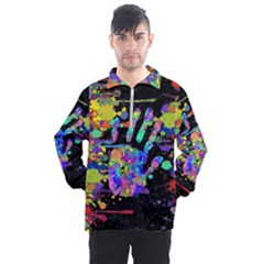 Crazy Multicolored Each Other Running Splashes Hand 1 Men s Half Zip Pullover