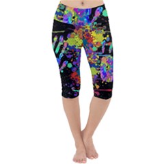 Crazy Multicolored Each Other Running Splashes Hand 1 Lightweight Velour Cropped Yoga Leggings by EDDArt