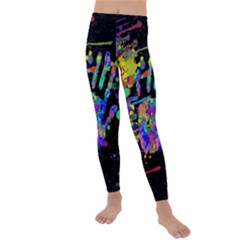 Crazy Multicolored Each Other Running Splashes Hand 1 Kids  Lightweight Velour Leggings by EDDArt