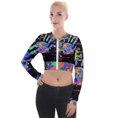 Crazy Multicolored Each Other Running Splashes Hand 1 Long Sleeve Cropped Velvet Jacket by EDDArt