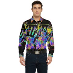 Crazy Multicolored Each Other Running Splashes Hand 1 Men s Long Sleeve Pocket Shirt  by EDDArt