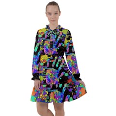 Crazy Multicolored Each Other Running Splashes Hand 1 All Frills Chiffon Dress by EDDArt