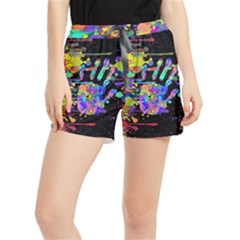 Crazy Multicolored Each Other Running Splashes Hand 1 Women s Runner Shorts by EDDArt