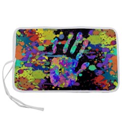 Crazy Multicolored Each Other Running Splashes Hand 1 Pen Storage Case (l) by EDDArt