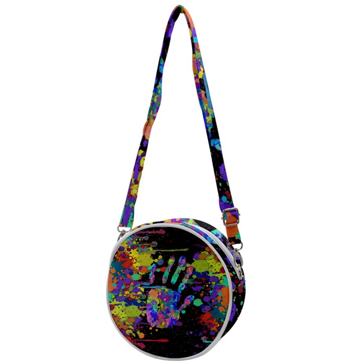 Crazy Multicolored Each Other Running Splashes Hand 1 Crossbody Circle Bag