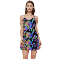 Crazy Multicolored Each Other Running Splashes Hand 1 Short Frill Dress