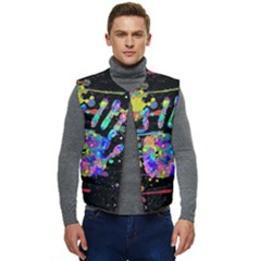 Crazy Multicolored Each Other Running Splashes Hand 1 Men s Short Button Up Puffer Vest	