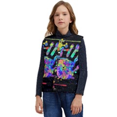 Crazy Multicolored Each Other Running Splashes Hand 1 Kid s Short Button Up Puffer Vest	 by EDDArt