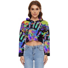 Crazy Multicolored Each Other Running Splashes Hand 1 Women s Lightweight Cropped Hoodie by EDDArt