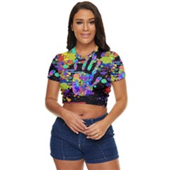 Crazy Multicolored Each Other Running Splashes Hand 1 Side Button Cropped Tee by EDDArt