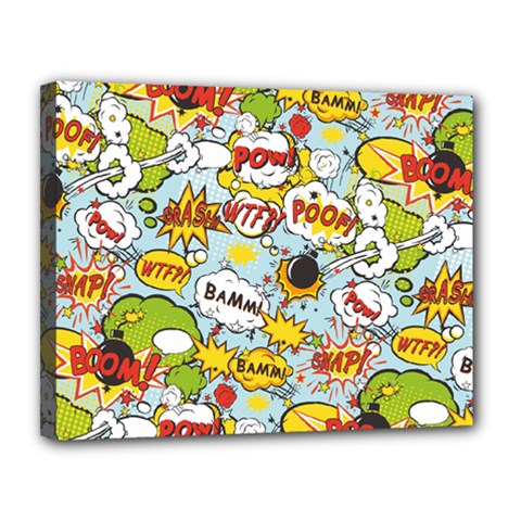 Comic Pow Bamm Boom Poof Wtf Pattern 1 Canvas 14  X 11  (stretched) by EDDArt