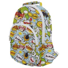 Comic Pow Bamm Boom Poof Wtf Pattern 1 Rounded Multi Pocket Backpack by EDDArt