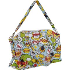 Comic Pow Bamm Boom Poof Wtf Pattern 1 Canvas Crossbody Bag by EDDArt