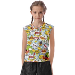 Comic Pow Bamm Boom Poof Wtf Pattern 1 Kids  Raglan Cap Sleeve Tee by EDDArt