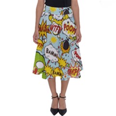 Comic Pow Bamm Boom Poof Wtf Pattern 1 Perfect Length Midi Skirt by EDDArt