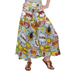 Comic Pow Bamm Boom Poof Wtf Pattern 1 Satin Palazzo Pants by EDDArt